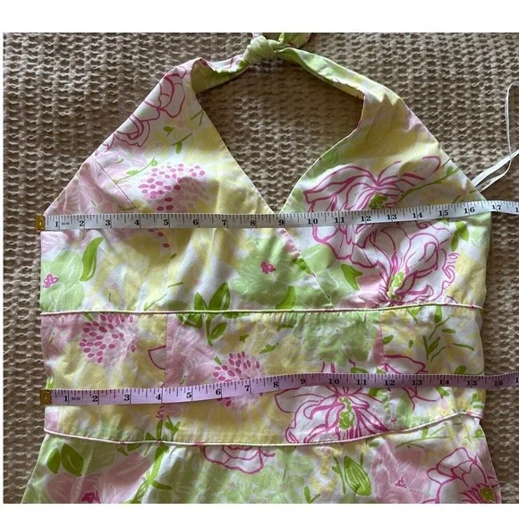 Lilly Pulitzer Vintage Floral Halter Midi Dress | Pink & Green | Size 12 - Picture 3 of 5